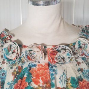 Flower print DressBarn tank with rosettes